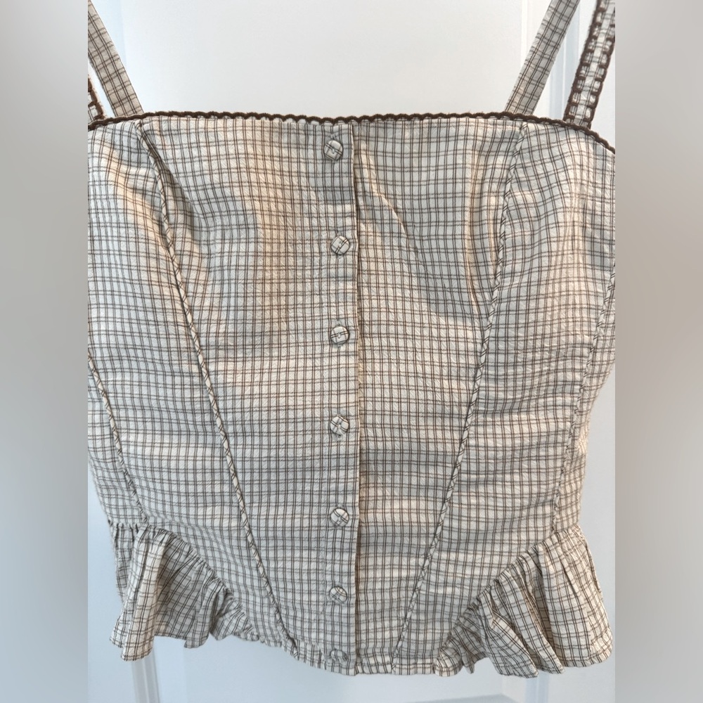 Zara Ruffled Plaid Top - Picture 3 of 6
